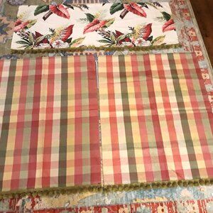 Tropical Barkcloth & Moire Vtg/Retro Homemade Curtains w Valance Single Window